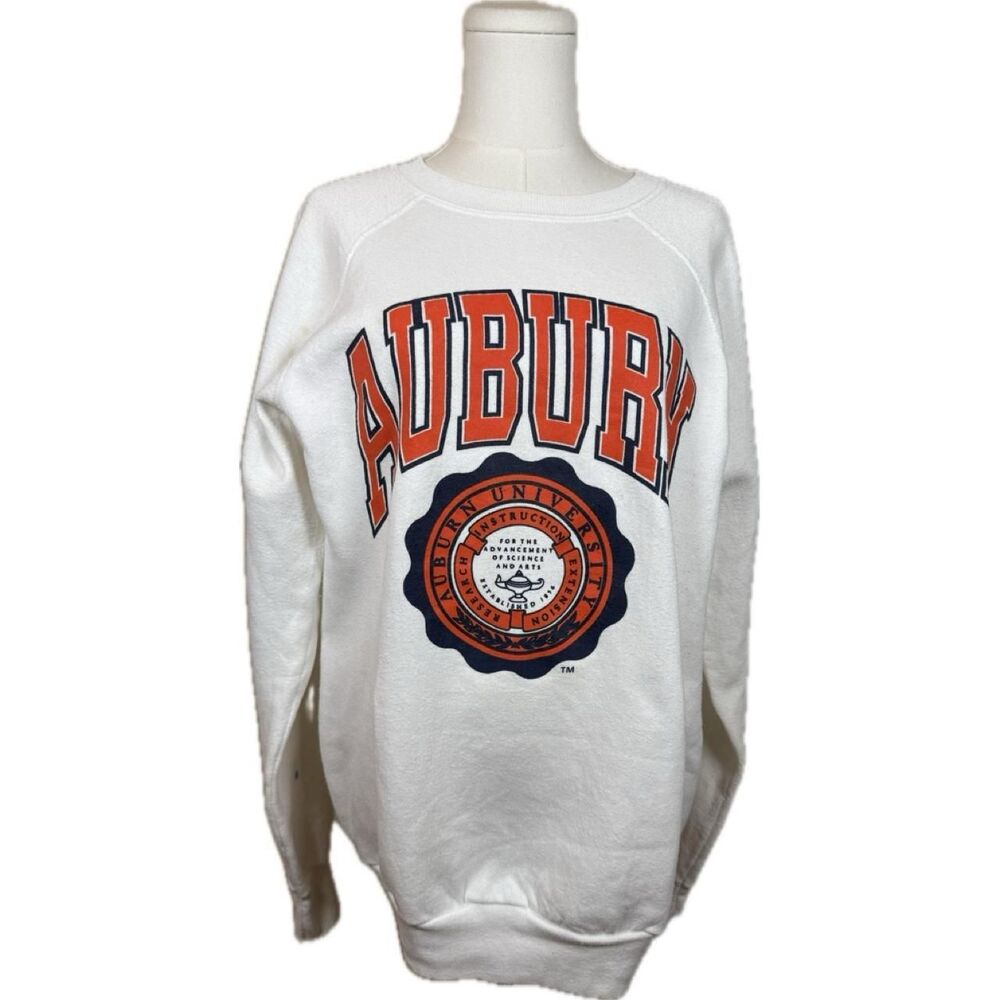 Vintage Auburn University Cotton Crewneck Sweatshirt Distressed sz L